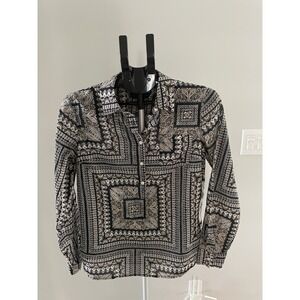 TONI 12 Women's Long Sleeve Button Up Geometric Print Blouse Top Size Medium